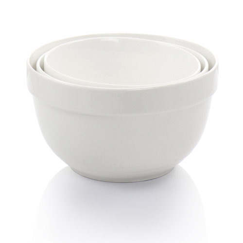 Martha Stewart Everyday 3 Piece Ceramic Mixing Bowl Set In White Wayfair